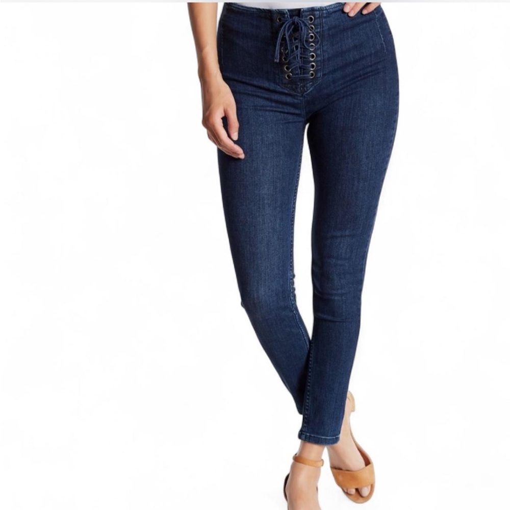 Free People Dark Blue High Rise Jeans
